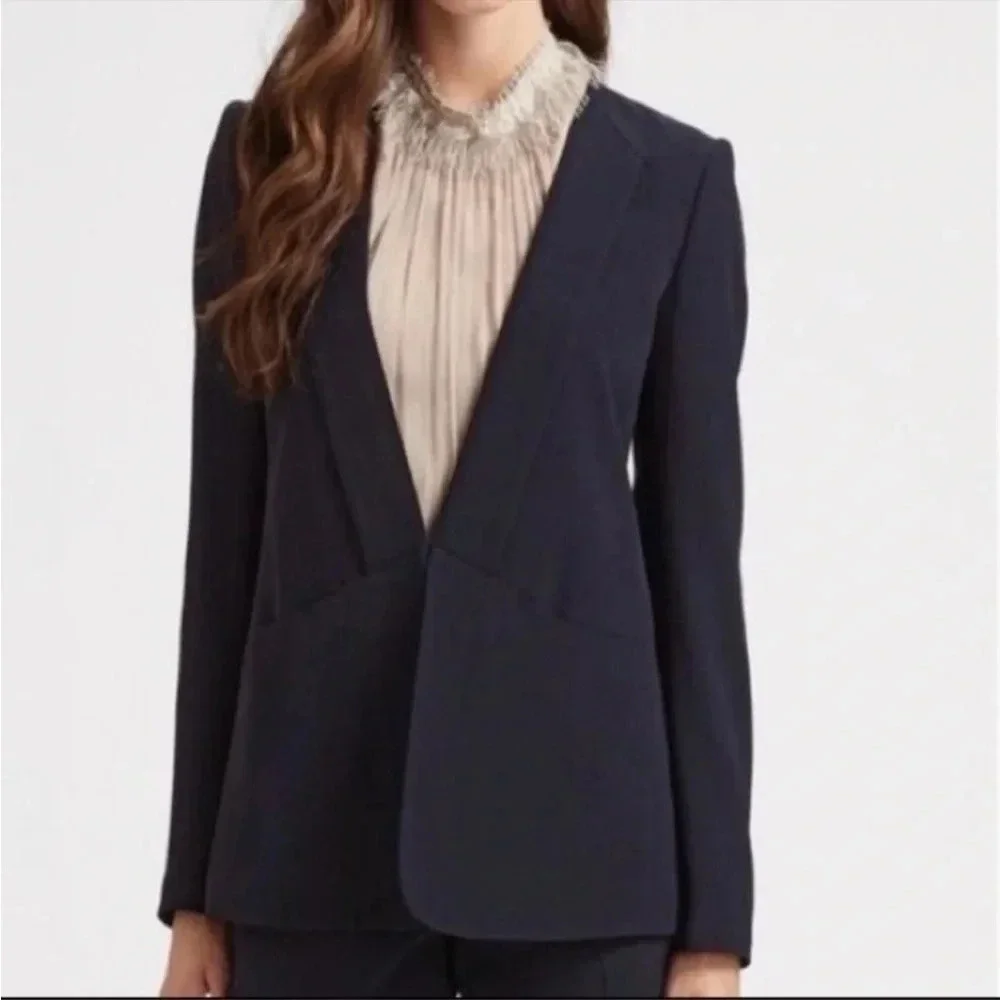 Theory black wool blend collarless Medora Hydric blazer - Picture 2 of 11